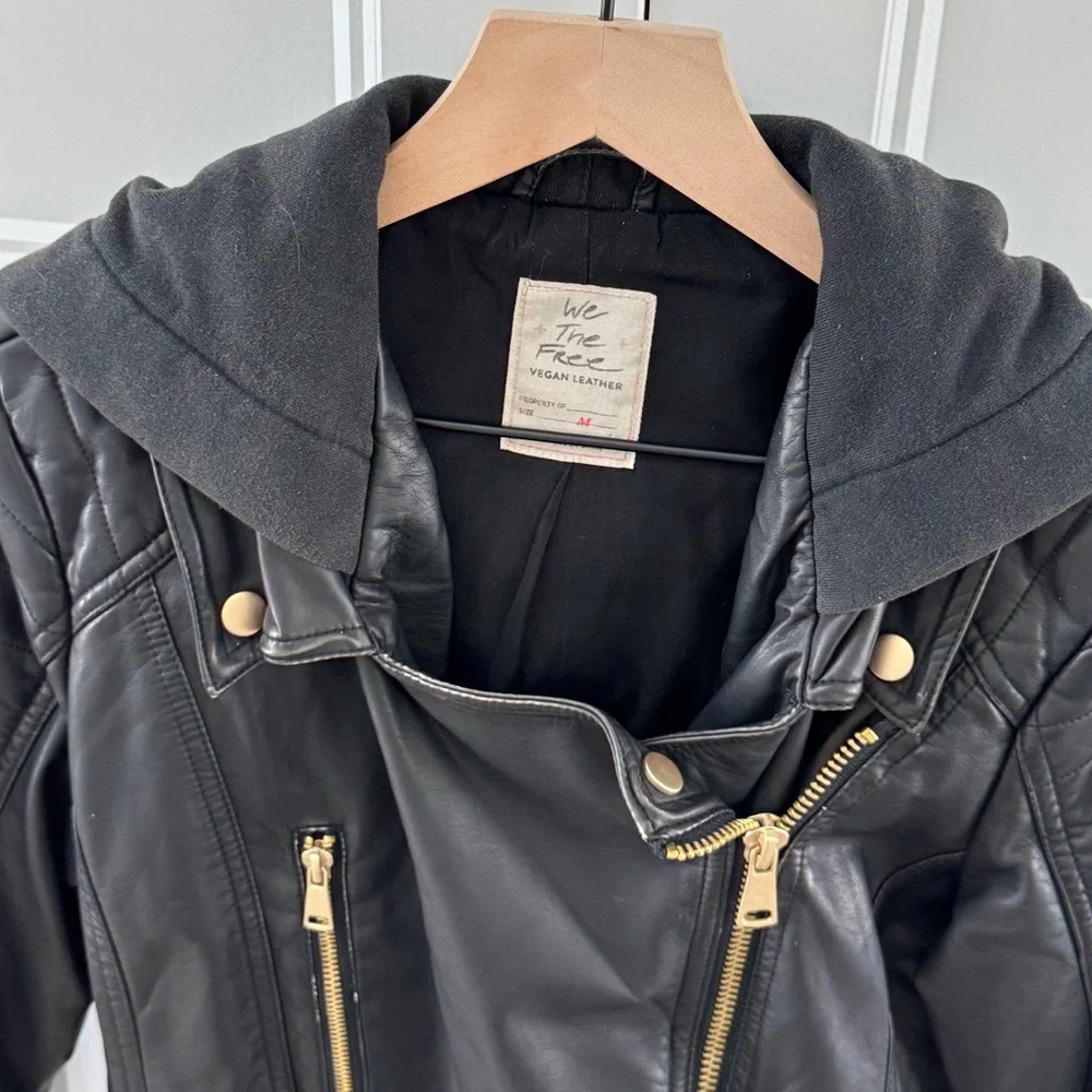 Free People We The Free Black Vegan Leather Jacket - Picture 3 of 3